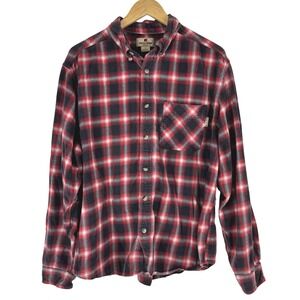 Woolrich Red Black Plaid Flannel Shirt Long Sleeve Button Up Size XL Cotton